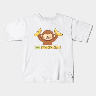 Cute Monkey Go Bananas Doodle Kids T-Shirt